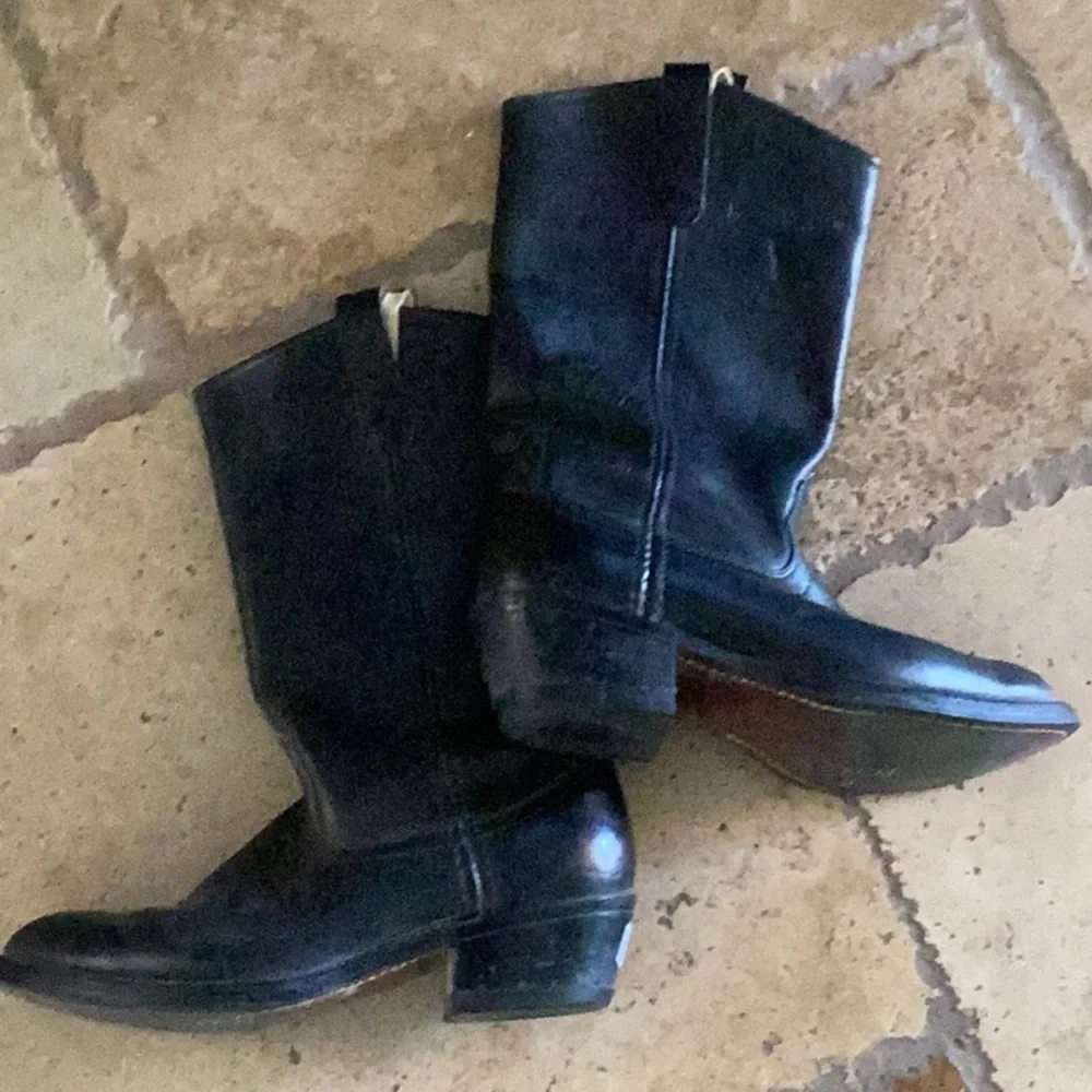 Mason Western Black Leather Cowboy Work Boots Vibram Men’s Size 6.5 D